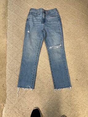 Madewell Perfect Vintage Jean 26 Thrashed Distressed Raw Hem High Rise